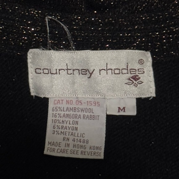 Courtney Rhodes Black Glitter Lambswool-Blend Long Sleeve Longline Sweater Vinta - Picture 7 of 7